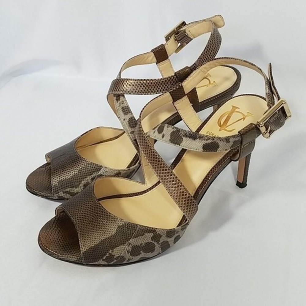 Vince Camuto Signature Nikki Sandals‎ Womens 10 Brown Animal Print Strappy Glam
